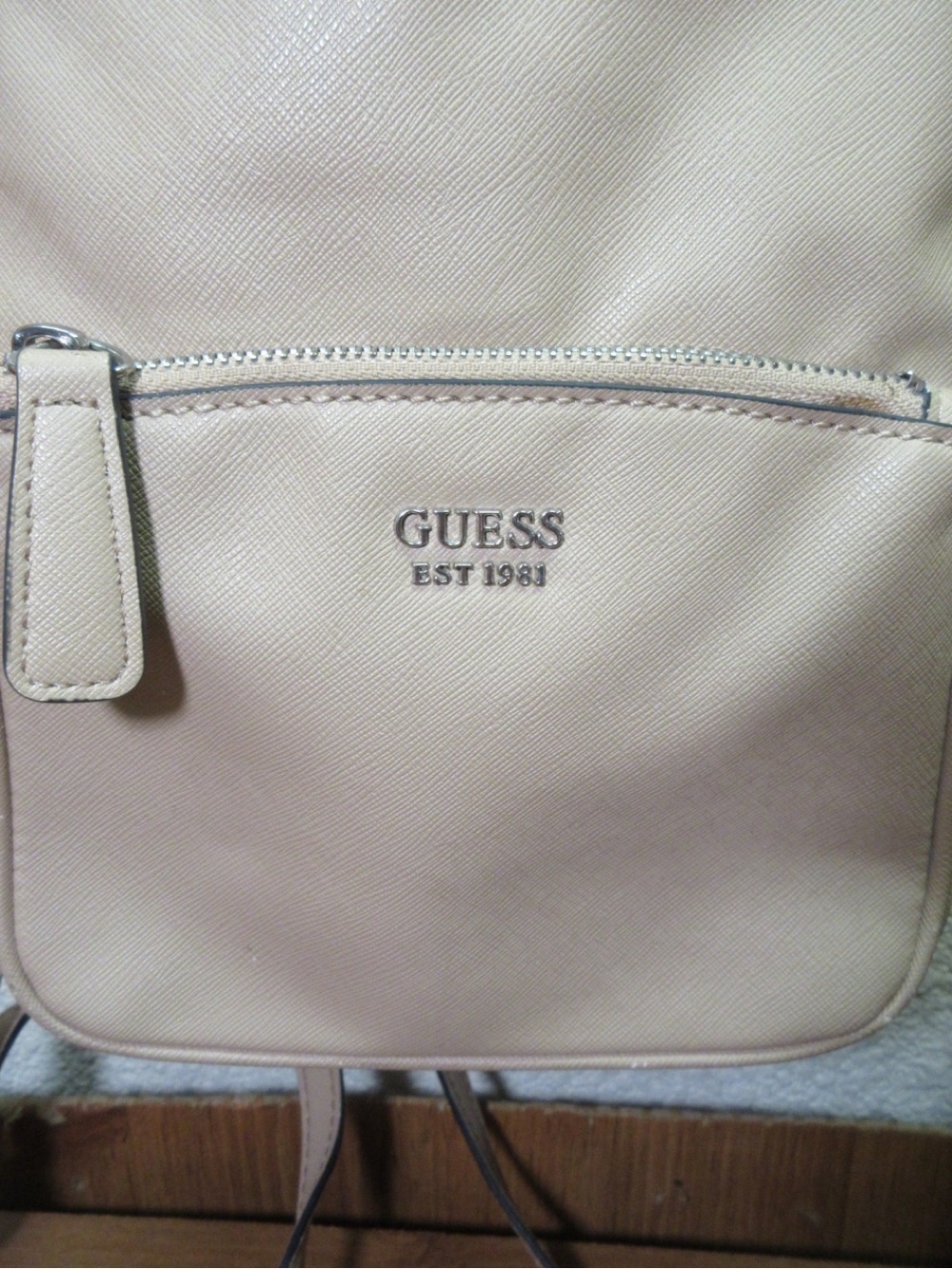 GUESS Beige/Cream Mini Backpack with Front Zip Pocket - Picture 4 of 12